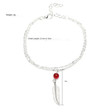 Crystal Bead Feather Anklet - Stylish Summer Accessory